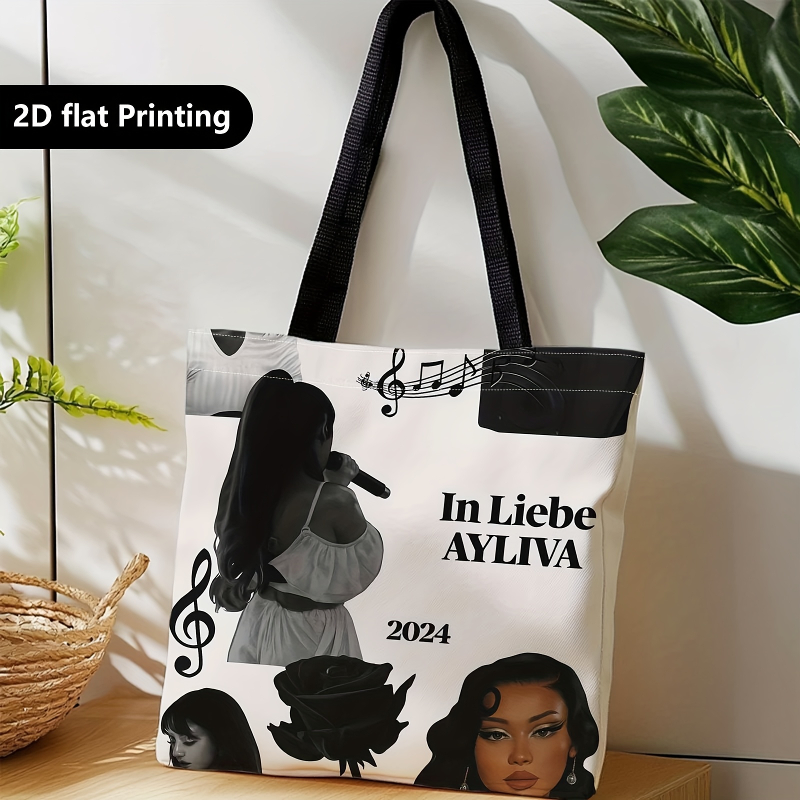 E-shop 1 Stück Einkaufstasche, eine tragbare Schulter- und Handtasche, mit dem Text 'In Liebe 2024', ideal für Reisen, Kosmetik, Feiertagsaufbewahrung,
