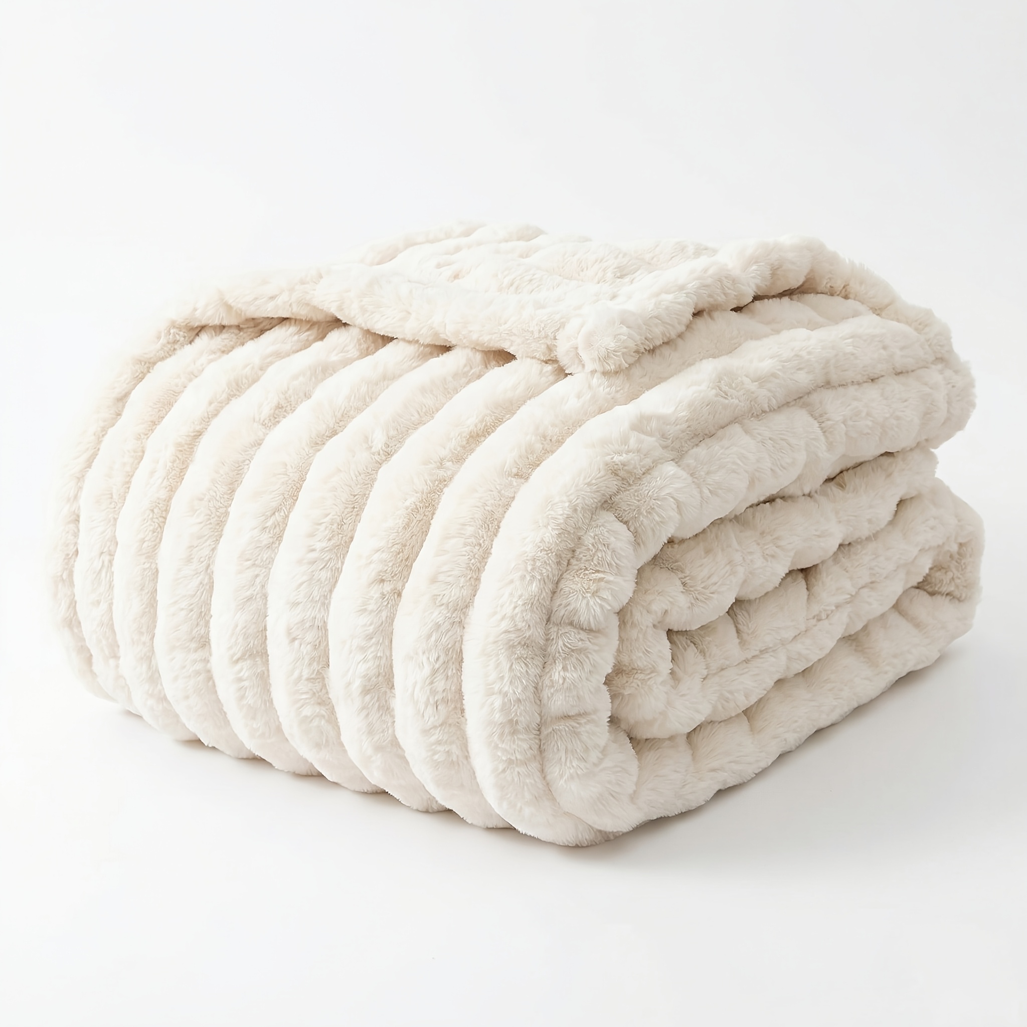 TEMU Thick Fleece Blanket | , 3d Ribbed Faux Fur, Ideal For , Cloud-like Fluffy Throw For Bed, Couch & Sofa | For Cozy Fleece Blanket | Machine Washable | Gift For