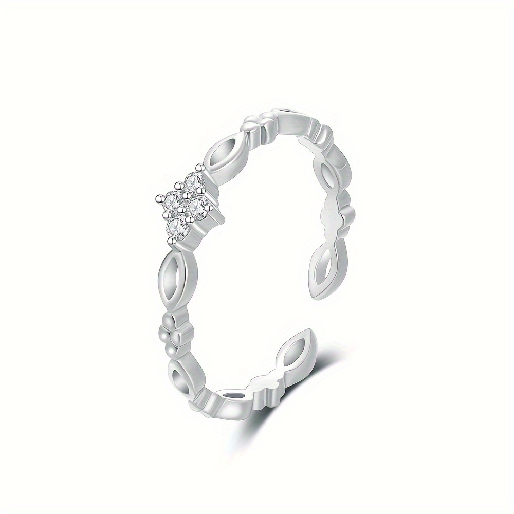 Boho Infinity Knot Open Ring CZ Stones Adjustable Unisex Jewelry