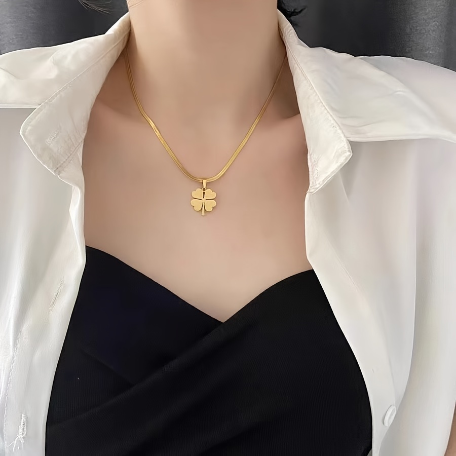 4pcs Set Jewelry Four Leaf Clover Necklace Bracelet Earrings