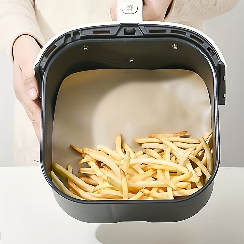 50pcs Square Air Fryer Parchment Paper Liners, Oil-Proof, Water-Resistant, Non-Stick, Easy Cleanup, Microwave & Oven Safe, Ideal for Baking, Roasting, with Commercial Kitchen Supplies, Cooking Liner | Nonstick Liner | Waterresistant Material, Air Fryer Liners