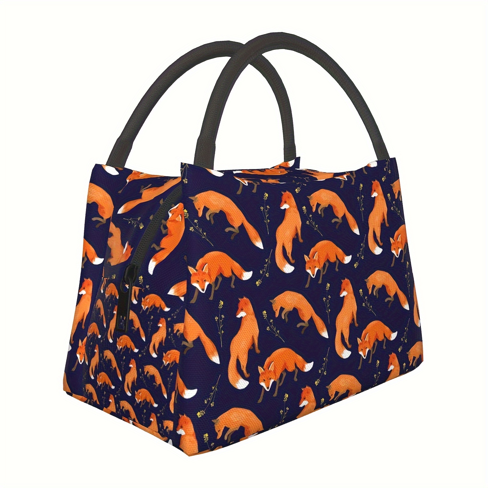 

Universal Insulated Lunch Cooler Bag, Reusable Large Tote With Thermal Zip Closure, Fox Pattern Portable Lunch Box Chiller For Travel, Picnic, Office, And Work - Polyester Fabric, Normal Waterproof