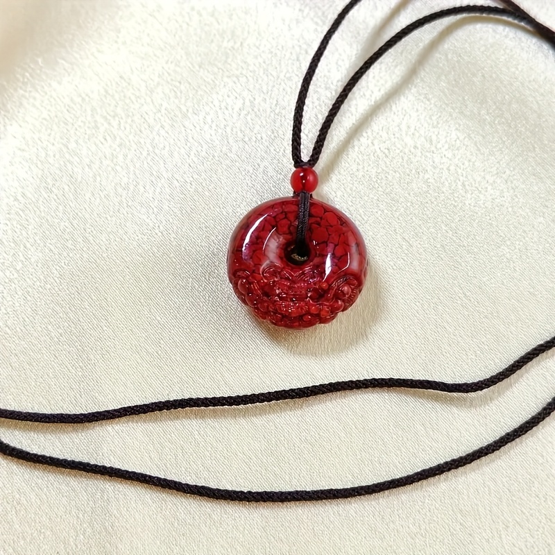 Exquisite Natural Cinnabar Stone Pendant Necklace