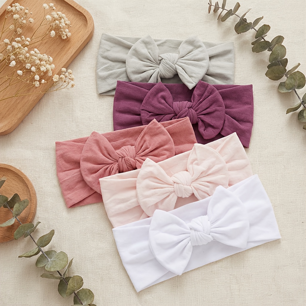 5pcs Girls' Outdoor Multifunctional Headband Bow, Boys' Soft Comfortable Hairband For Daily Casual Sports Outdoor Parties Travel