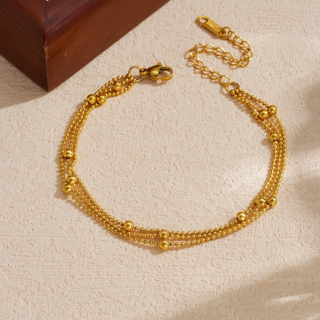 Korean-Style Vintage Multi-Layer Gold-Plated Bead Chain Bracelet