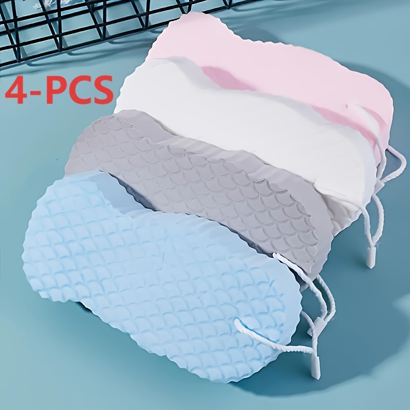 4pcs/set 3d Exfoliating Body Scrub Sponge, Light Beige Friendly Reusable Exfoliating Bath Sponge, Deep Cleansing Smooth Light Beige Bath Additions (white/grey/blue/pink)