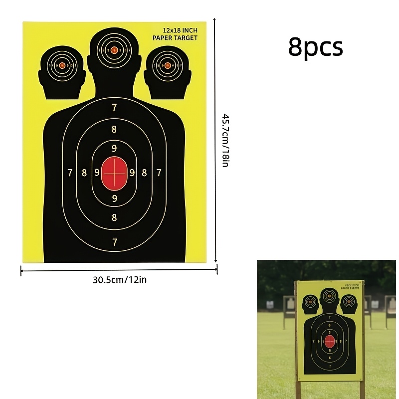8pcs Human-Shaped Scoring Target Paper for Shooting Practice
