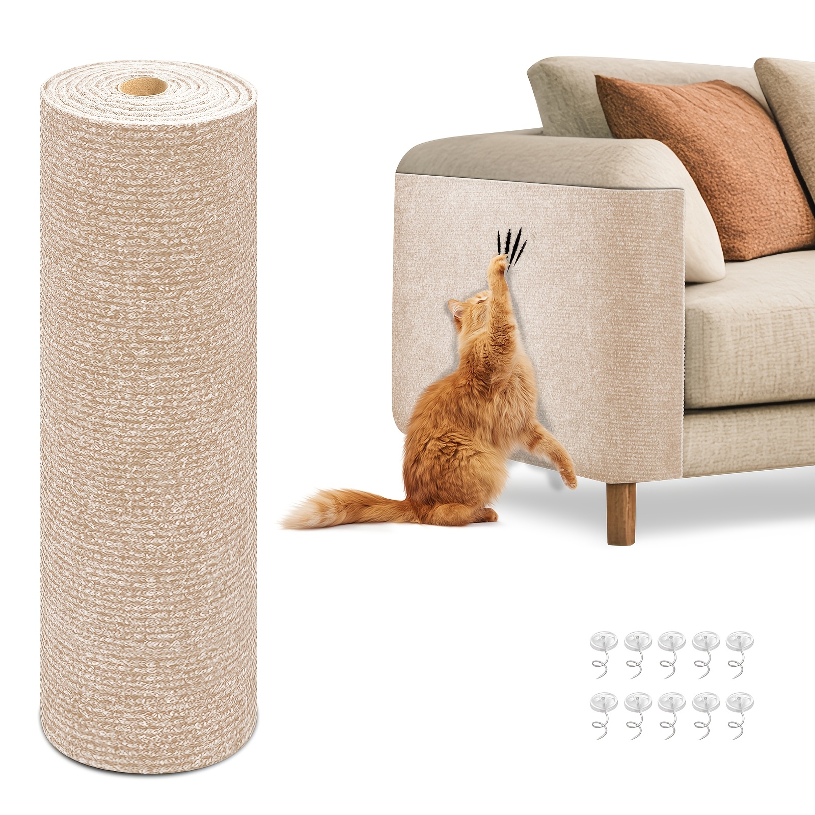 TEMU Self-adhesive Cat Scratching Mat, Suitable For Wall, Carpet, Sofa And Furniture Protection, Suitable For Cat Scratching Posts, Cat Scratching