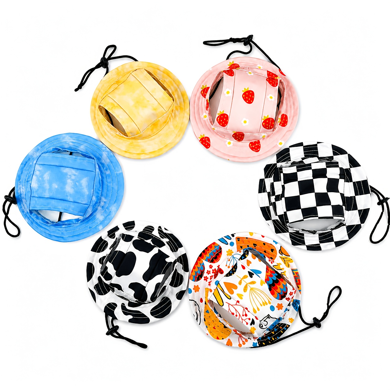   anti choking hat with adjustable strap ear exposing design fishermans cap pet headwear sun protection hat for summer Product details 8