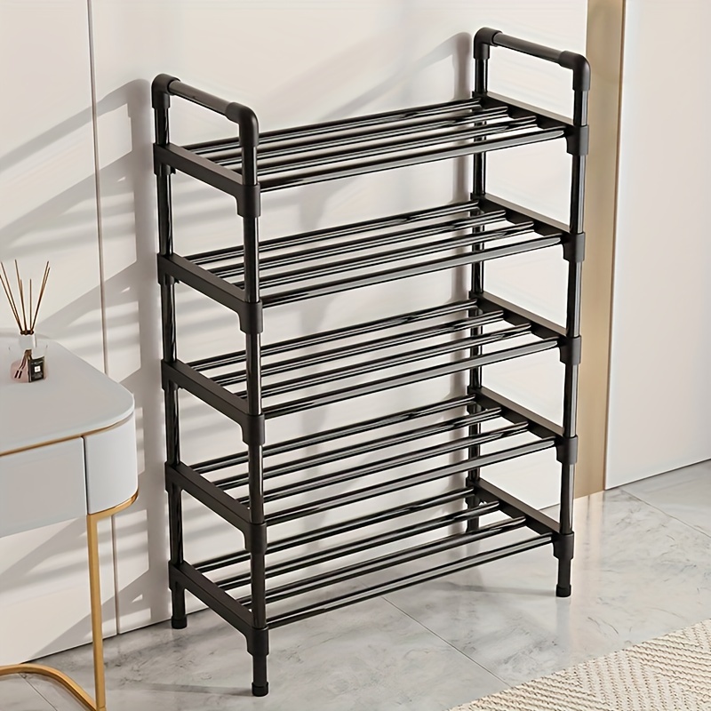 

1pc Simple Black Shoe Rack, Shoe Rack, Large Capacity Storage Rack, Suitable For Foyer, , Living Room, Bedroom, Easy And Unloading, Space Saving, Home Organization And Storage Supplies