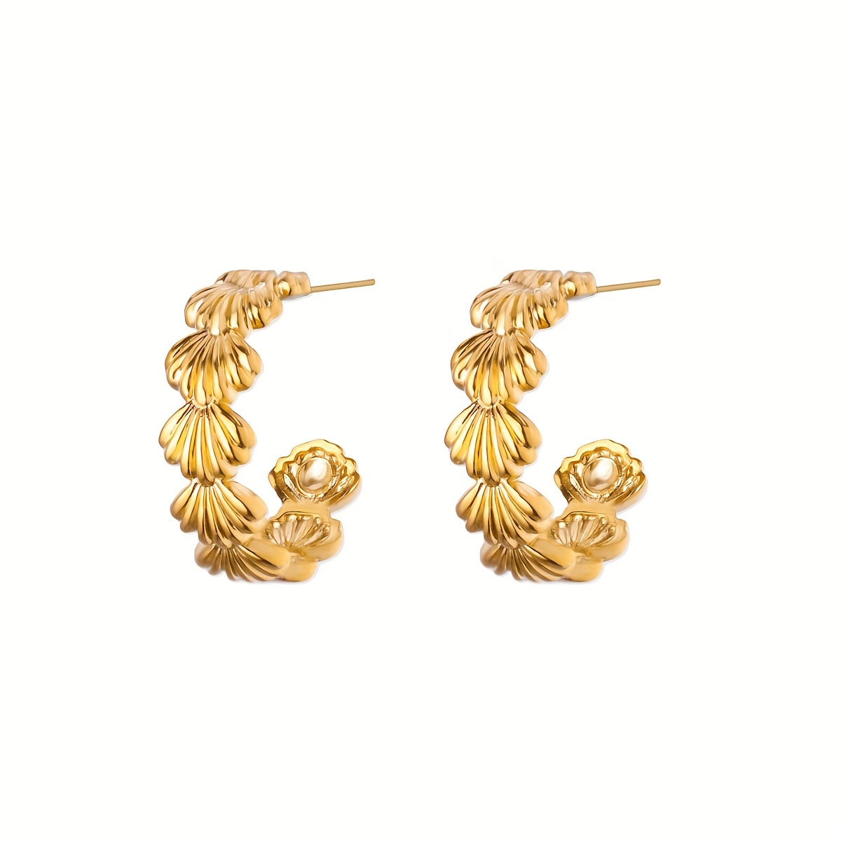 E-shop 1 Paar Edelstahl C-förmige Muschel-Ohrringe, elegante und klassische Ozean-Themen Ohrringe für , Feiertage & Geschenke für Frauen