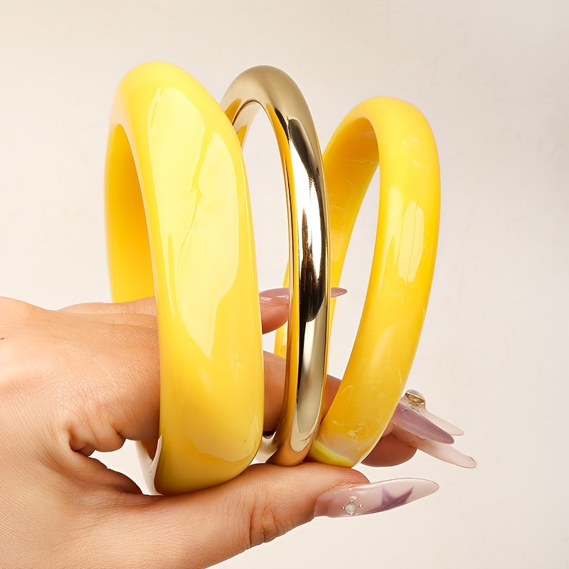 TEMU Ensemble de 3 bracelets empilables pour femme, , de couleurs de fruits, bracelets géométriques en acrylique pour femme