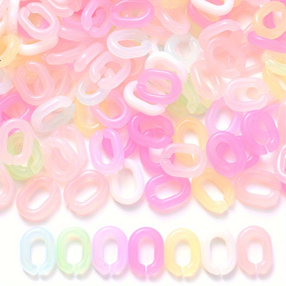 Image of 200pcs 7 X 10mm Acrylic Jelly Color Linking Rings Link Connectors, Assorted Color Open Link Rings Jewelry Making, Purse Eyeglass Jean Pocket Chain Lanyard Craft