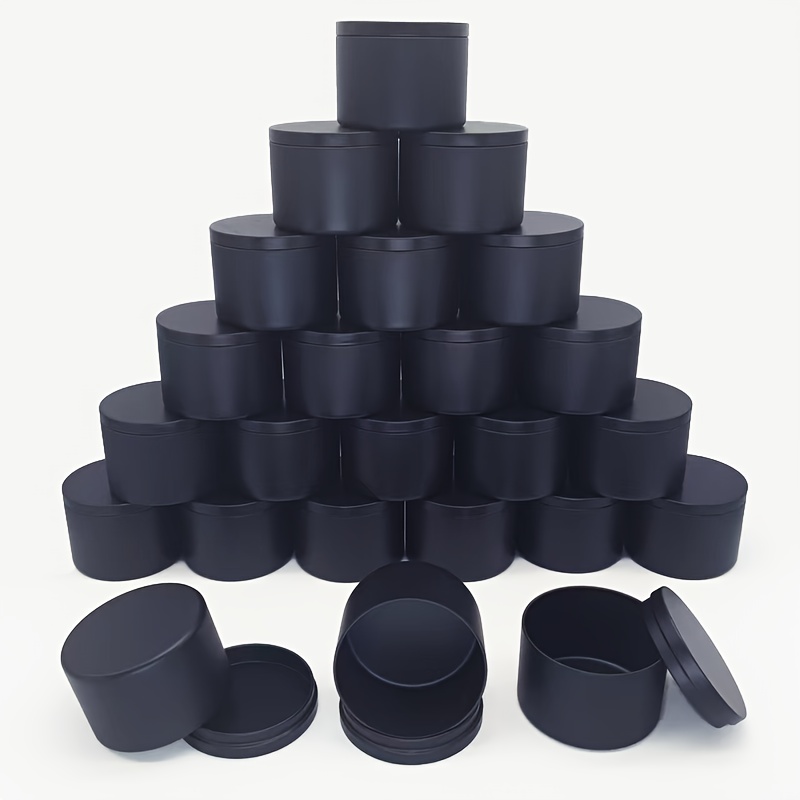 

24-pack 8oz Premium Double-sided Matte Black Metal Jars With Lids, Diy Storage Containers, Candle Making Supplies, Party Favors, Home Decor, Art & Craft Tools, 228ml