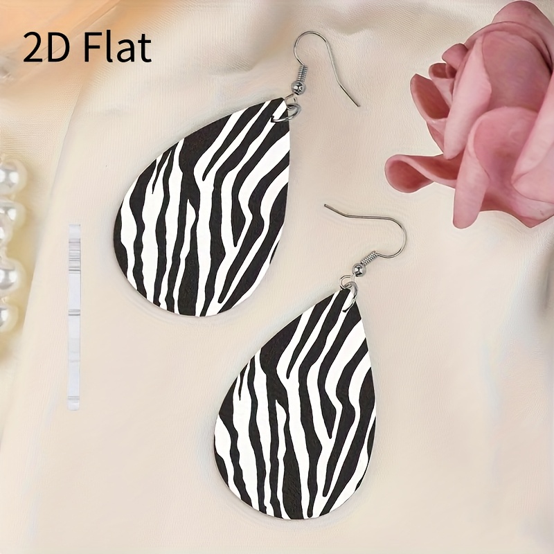 Bohemian Style Black and White Pattern Teardrop Earrings