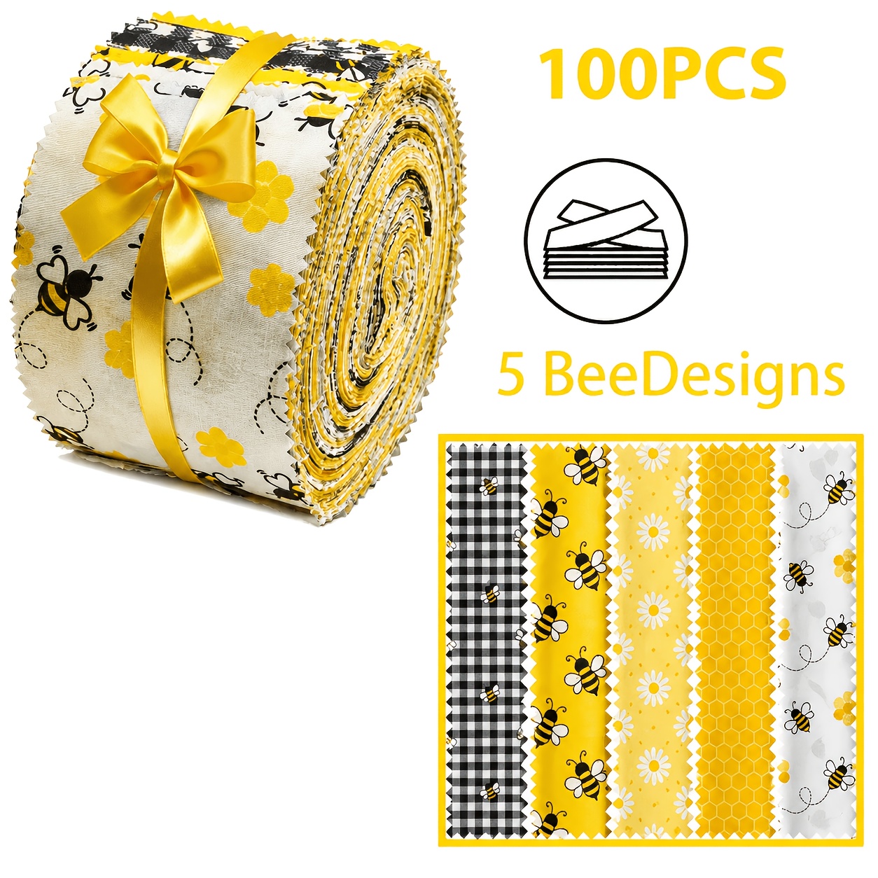 TEMU 100pcs Craft Fabric Jelly Roll Strips, Precut Quilting Fabric Strips For Quilting Crafts& Binding, Assorted Patterns Fabric Bundle, Size