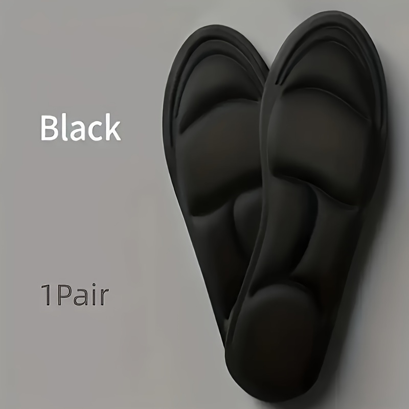 1pair Unisex Black Polyester Sports Shock-absorbing Insoles, Sweat Absorption And Odor Prevention Insoles, Lightstep Feel Comfortplus 5D Insoles, Soft, Breathable & Lightweight For All-Day Suppor