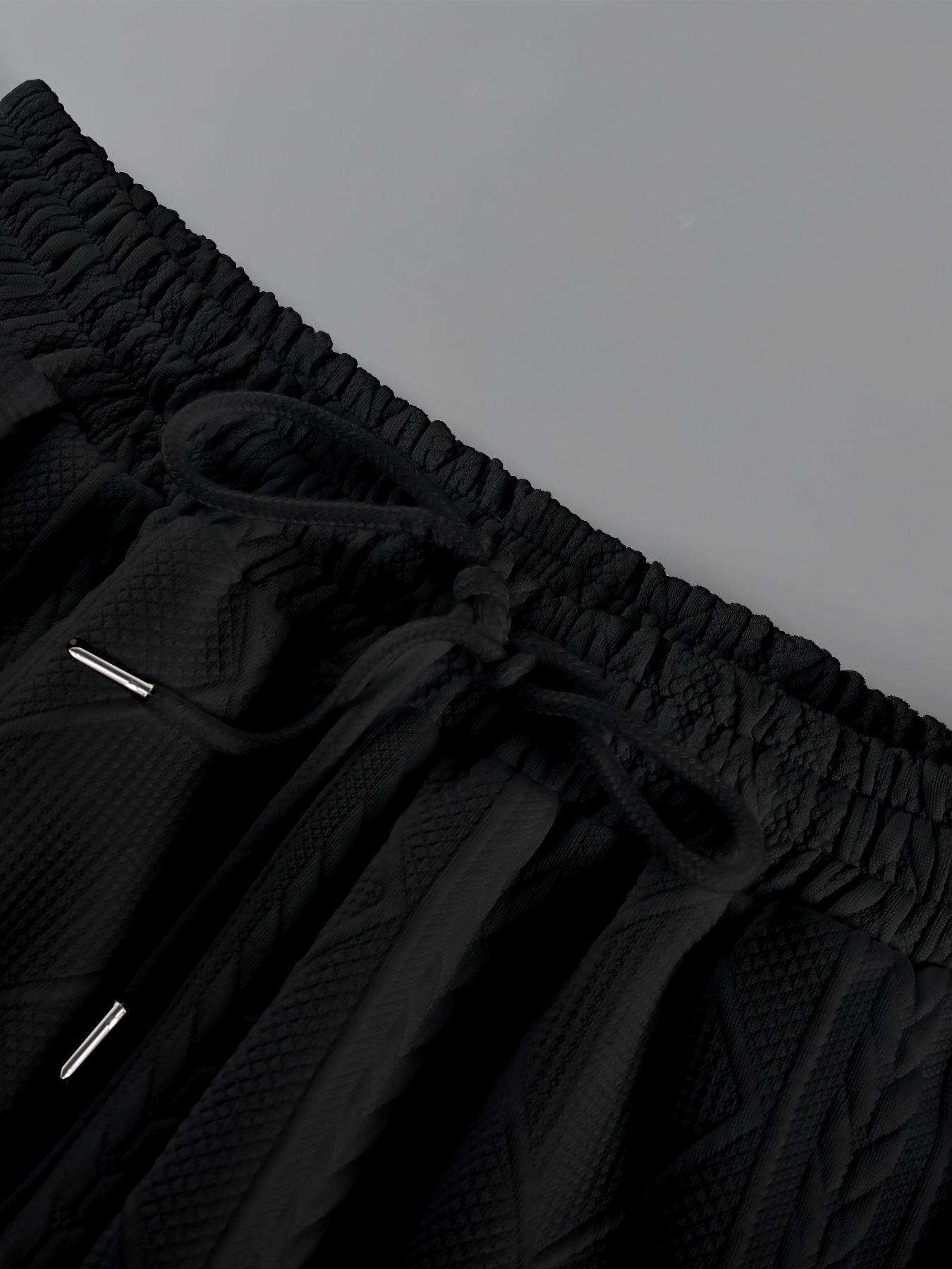 Men'S Suit Round Neck Car Knit Label Tassel Texture Short Sleeve Top Drawstring Slant Pocket Long Pants Casual Two-Piece Set
