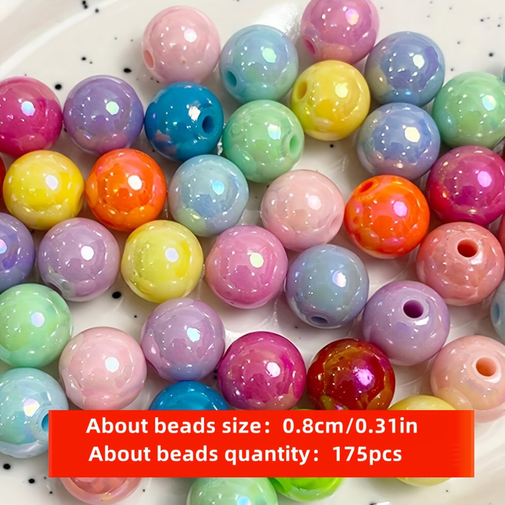 E-shop 350/175/88 Stück 6/8/10 mm Multicolor AB Farbe Acryl Dual-Farb Perlen für Schmuckherstellung, Armband Halskette Bastelarbeiten Zubehör