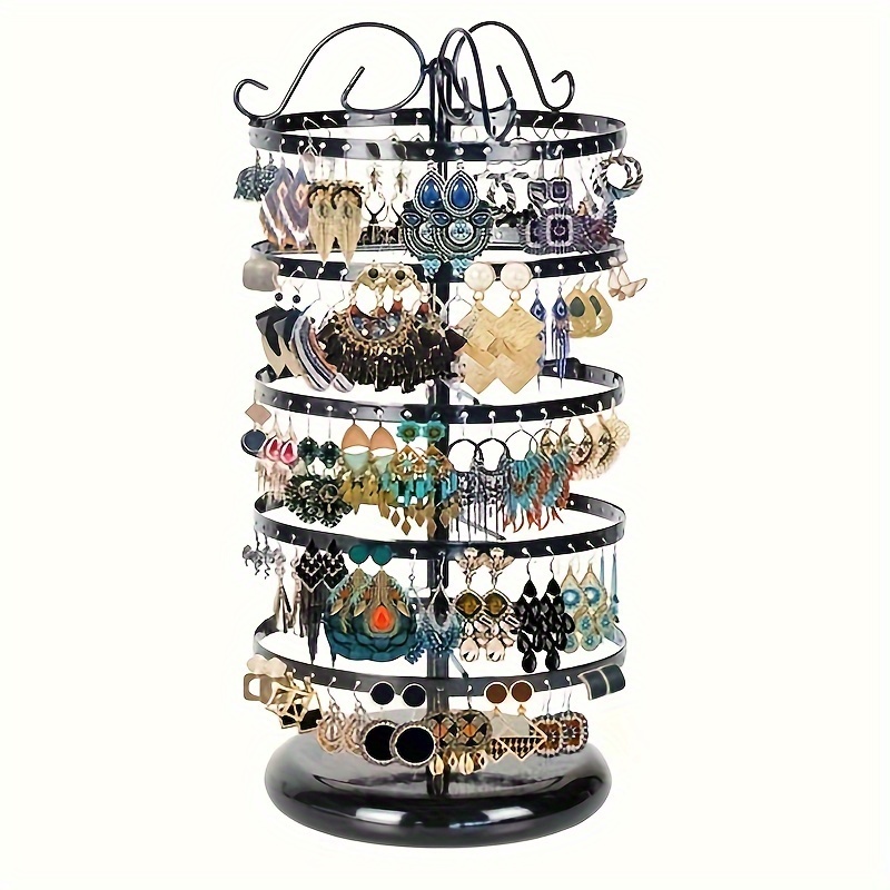 

1pc Metal 5-layer Rotating Jewelry Rack, Desktop Jewelry Studs Earrings Storage Holder, Adjustable Jewelry Organizer Display Rack, For Dresser Mall Window