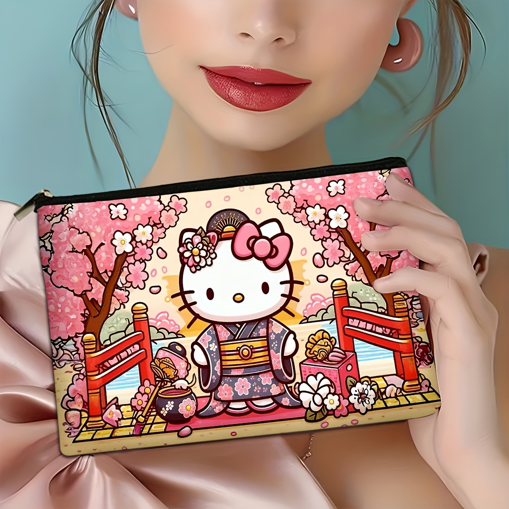 

Sanrio" 1pc Polyester Cartoon Cosmetic Bag - Multifunctional Travel Storage Bag For Cleaning Supplies, Hygiene Products . For Christmas, Halloween And Birthday Gifts.