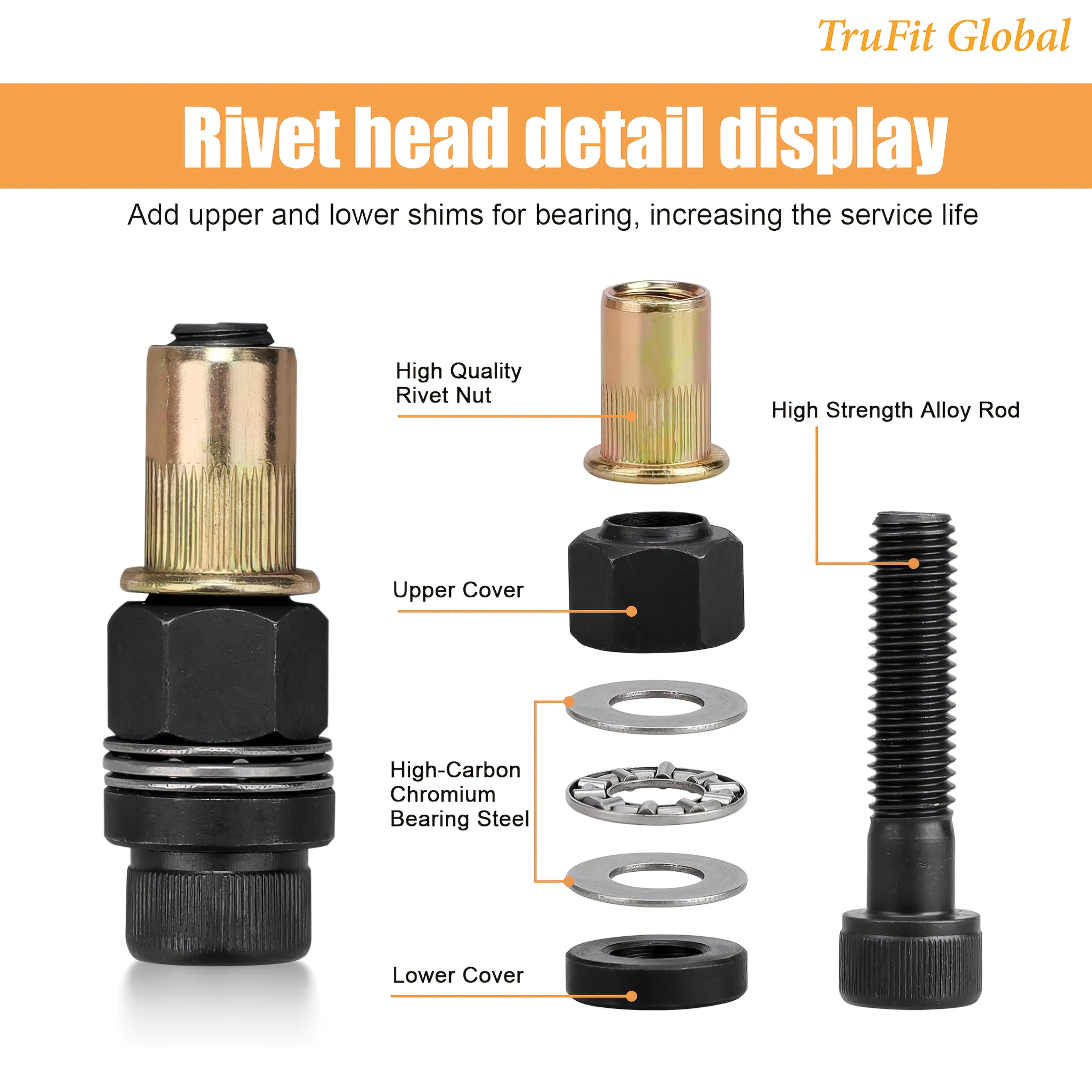 147pcs manual   tool set rivet gun with 7 sizes of rivets   m12 20pcs per size   hand   for diy and multi purpose metal   suitable for automotive use details 2