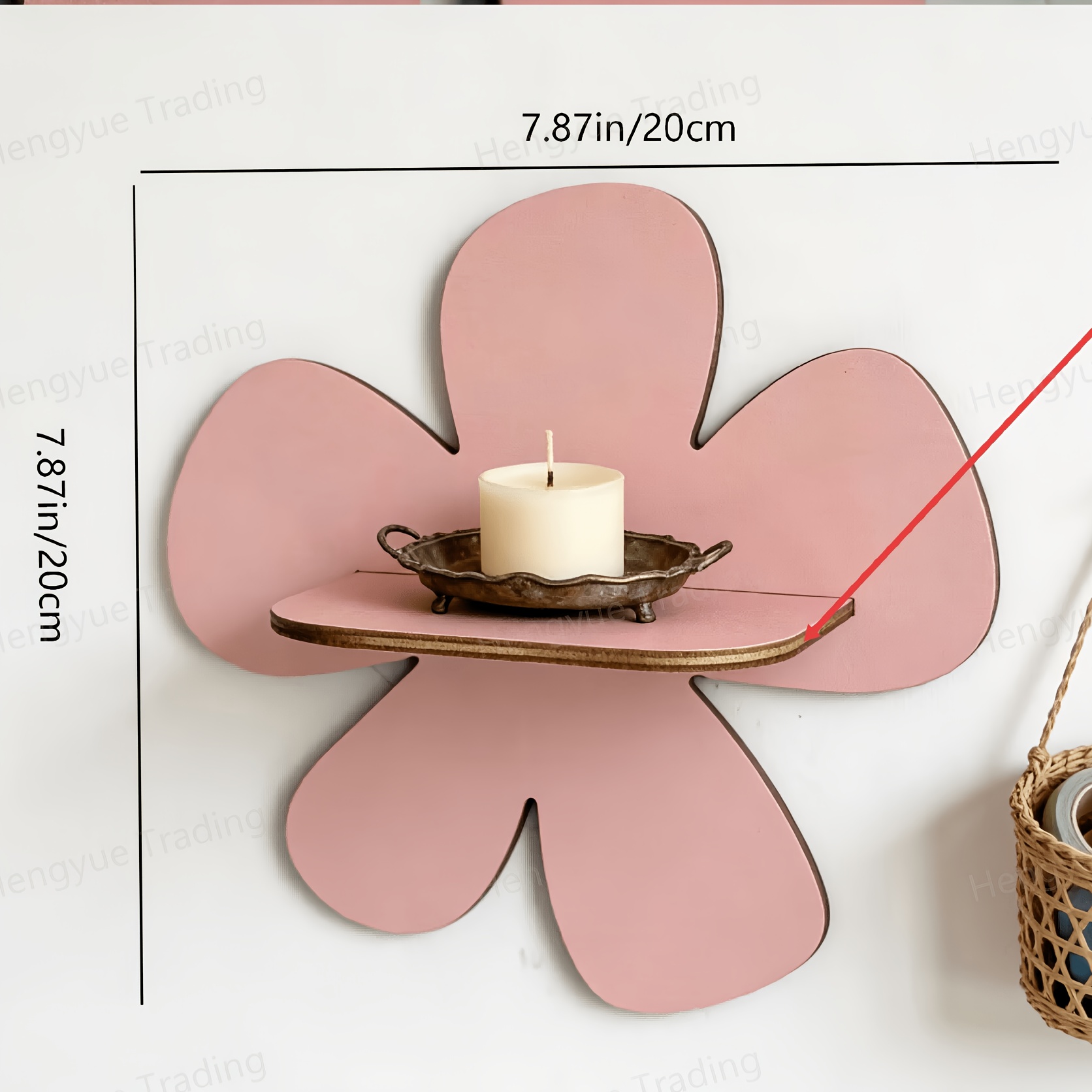 2D Flat Bohemian Style Pink-Purple Wall Shelf - Adjustable Wooden Display Rack for Home Decor, Living Room Plants, and Holiday Gifts, Adjustable Wall Shelf, Plant Wall Decor, Bohemian Wall Shelf, Pink-Purple Storage Rack, 2D Flat