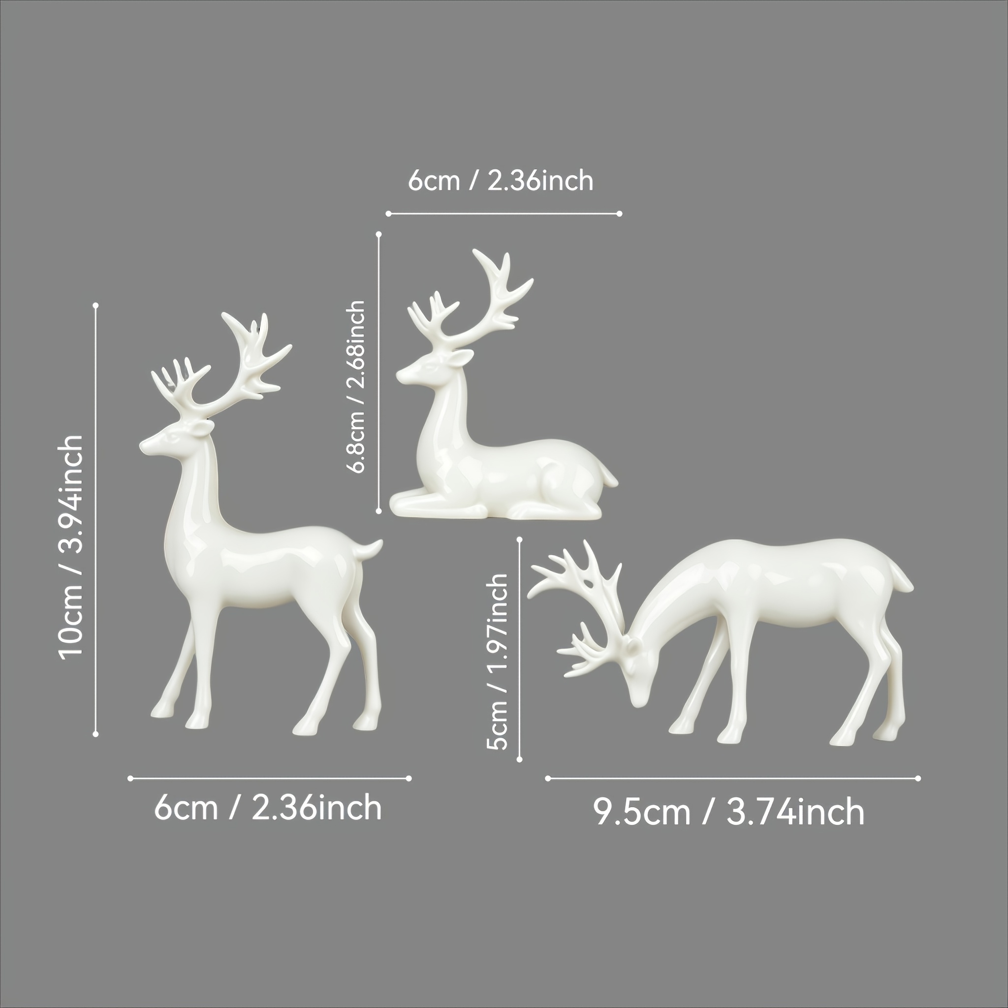 TEMU 3-piece Set, White Christmas Reindeer Statue Ornaments, Collectible Figurines, Home Decor Ornaments For Office, Bedroom, Living Room Entryway,