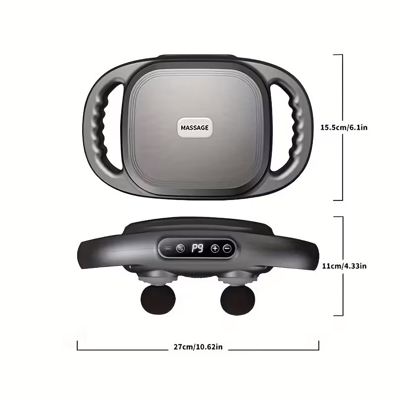 1pc pistola de massagem portátil, massageador multifuncional com 12 cabeças, recarregável via usb, estojo e 6 peças de reposição, presente ideal para e detalhes 1