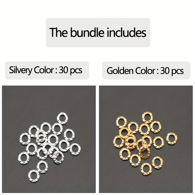 Image of 60pcs/30pcs 8mm/10mm Alloy Spacer Beads Silvery Large Hole Spacer Beads Diy Bracelet Necklace Jewelry Earrings Bracelet Craft Accessories