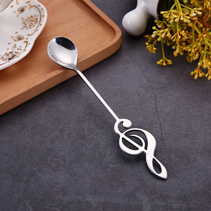 ergonomic stainless steel music note dessert spoon   non toxic easy to clean for coffee stirring more   home office cafes restaurants details 2