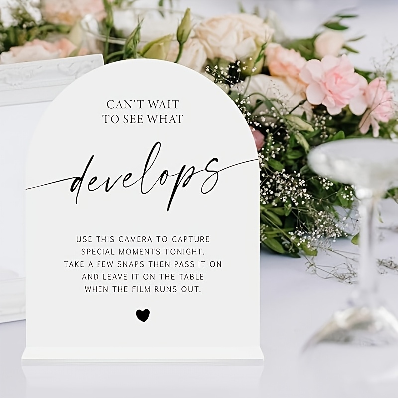 TEMU 2d Flat, 1 Disposable Camera Sign, Wait To See How The Photos . Suitable For Wedding Engagement Ceremonies, Bridal Shower Decorations, For