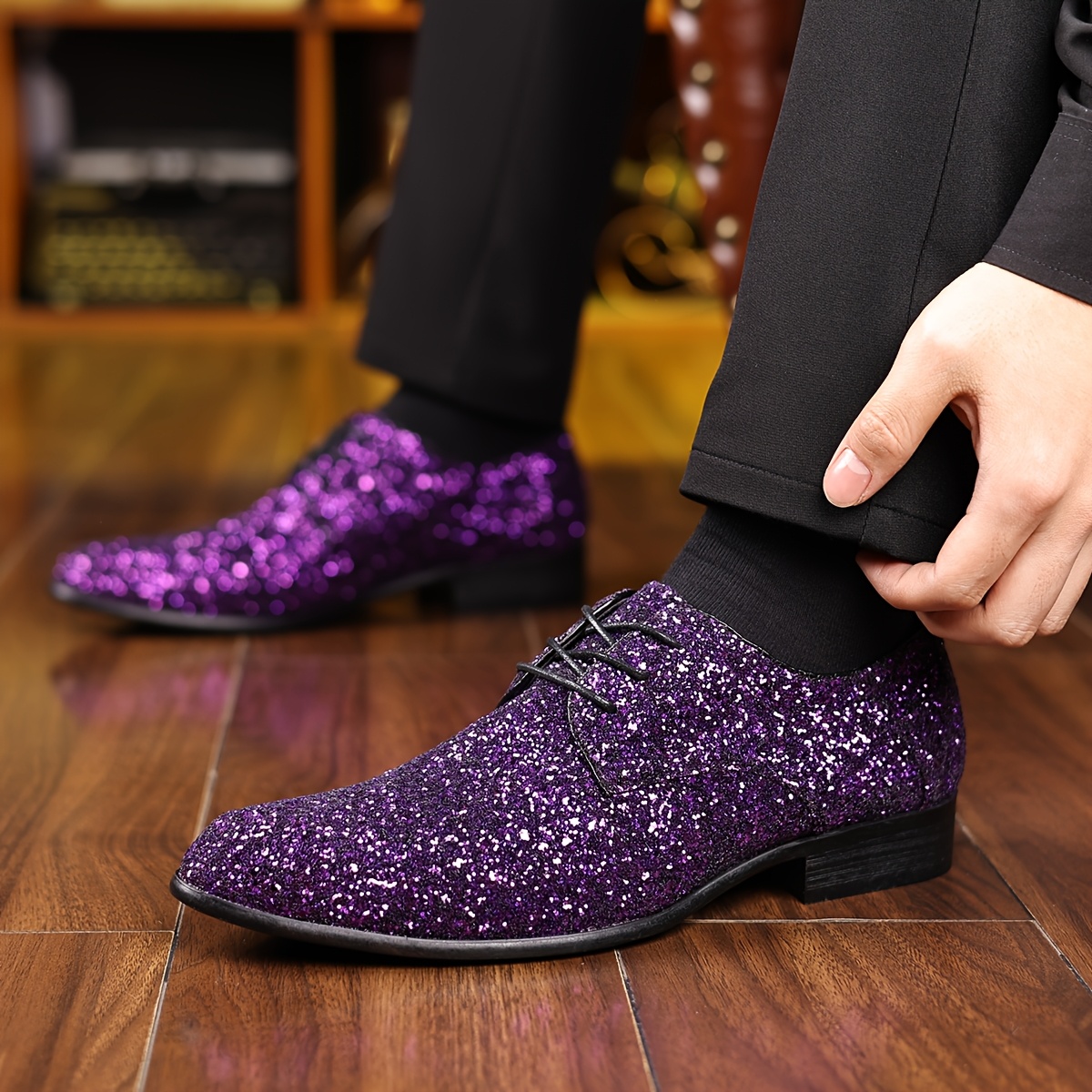 slim fit dress slacks Mens Glitter Shoes | Amali Sutton