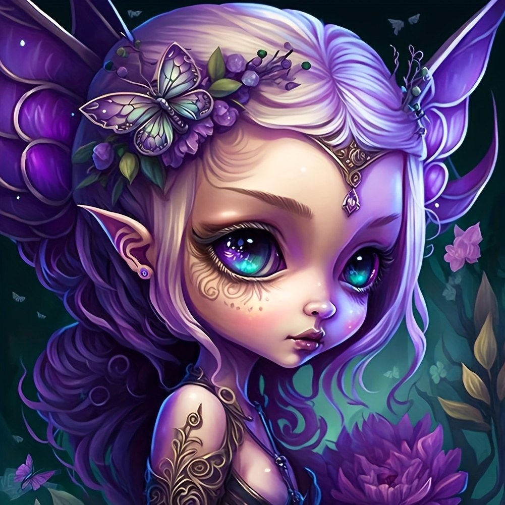 

Purple Butterfly Elf Diamond Art Painting Kit 5d Diamond Art Set Painting With Diamond Gems, Arts And Crafts For Home Wall Decor