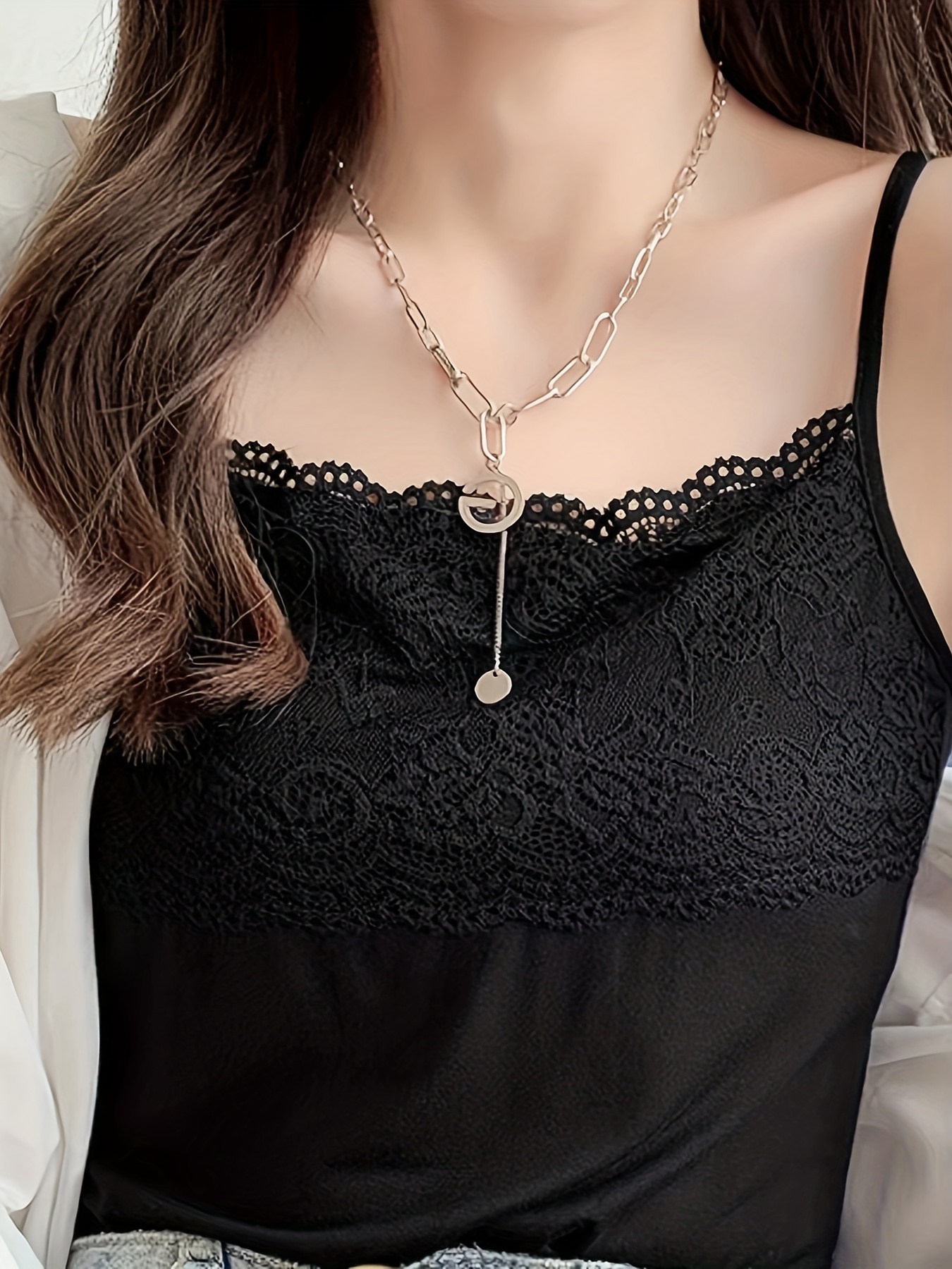 单件装蕾丝吊带背心女夏季无袖百搭修身内搭打底衫女上衣女士背心 商品详情 1