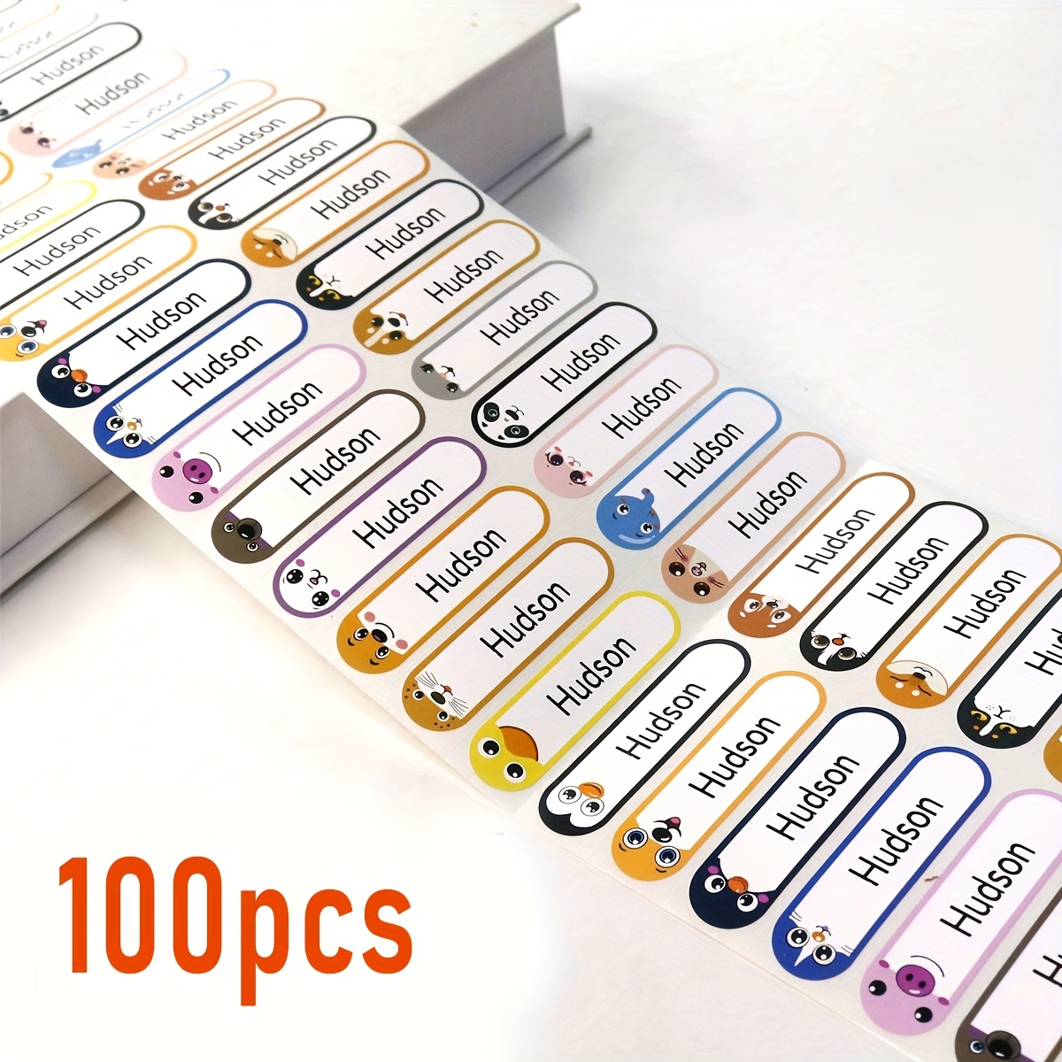 Image of 60-500pcs Custom Cute Cartoon Animal Name Stickers, Personalized Stickers, Name Tag Stickers, Customized Water Bottle Stickers, Customizable Stationery Stickers, Birthday Gifts, Anniversary, Son