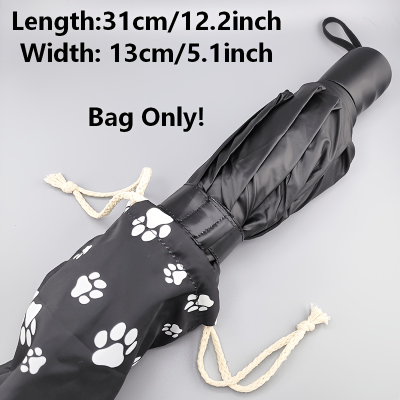 TEMU 1pc Fashionable Cute Black And Paw Print Handbag Umbrella Storage Bag, Drawstring Pouch, Organizer Bag, Hook Hanging, Convenient And Versatile,