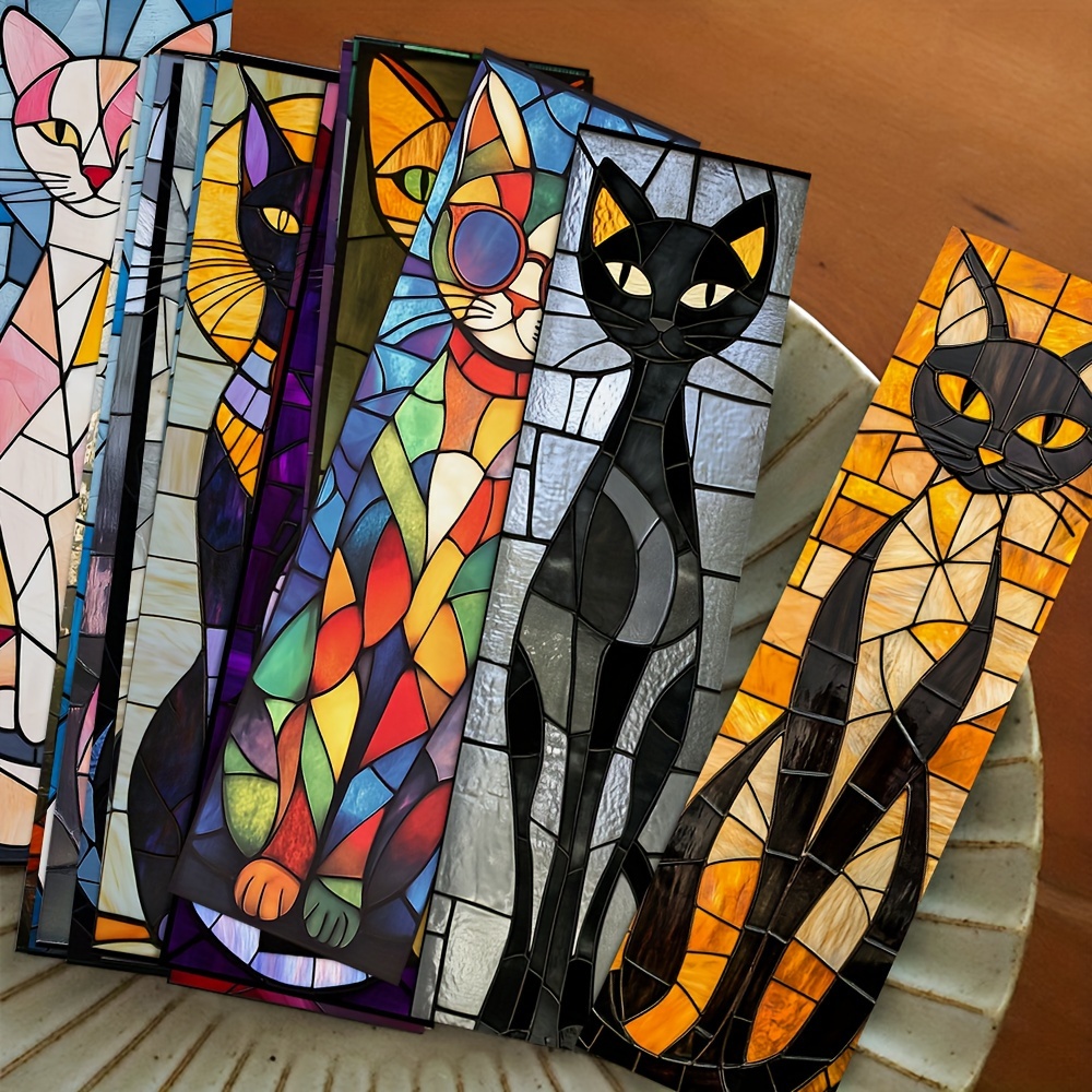 

Gutbd 30-pack Elegant Cat Bookmarks, Assorted Artistic Feline Designs, Paper Reading Markers For Books, Hand Account Decoration, English Language -