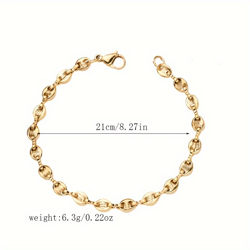 Minimalist Stainless Steel Coffee Bean Oval Cutout Chain Accessory