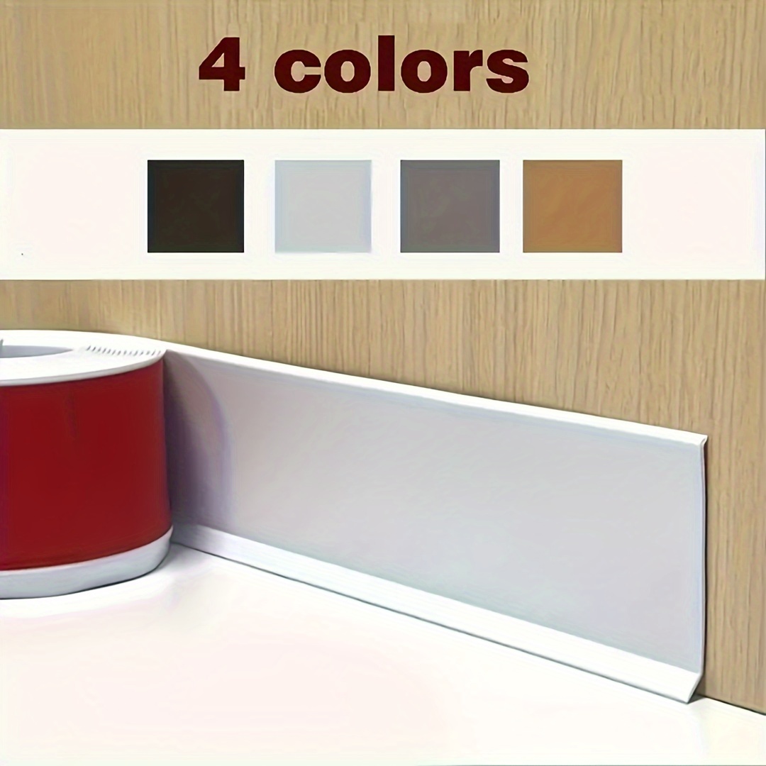 

1pc Pattern -adhesive Pvc , 10cmx2m Plastic Skirting, Reusable L-shaped For , , - Installation