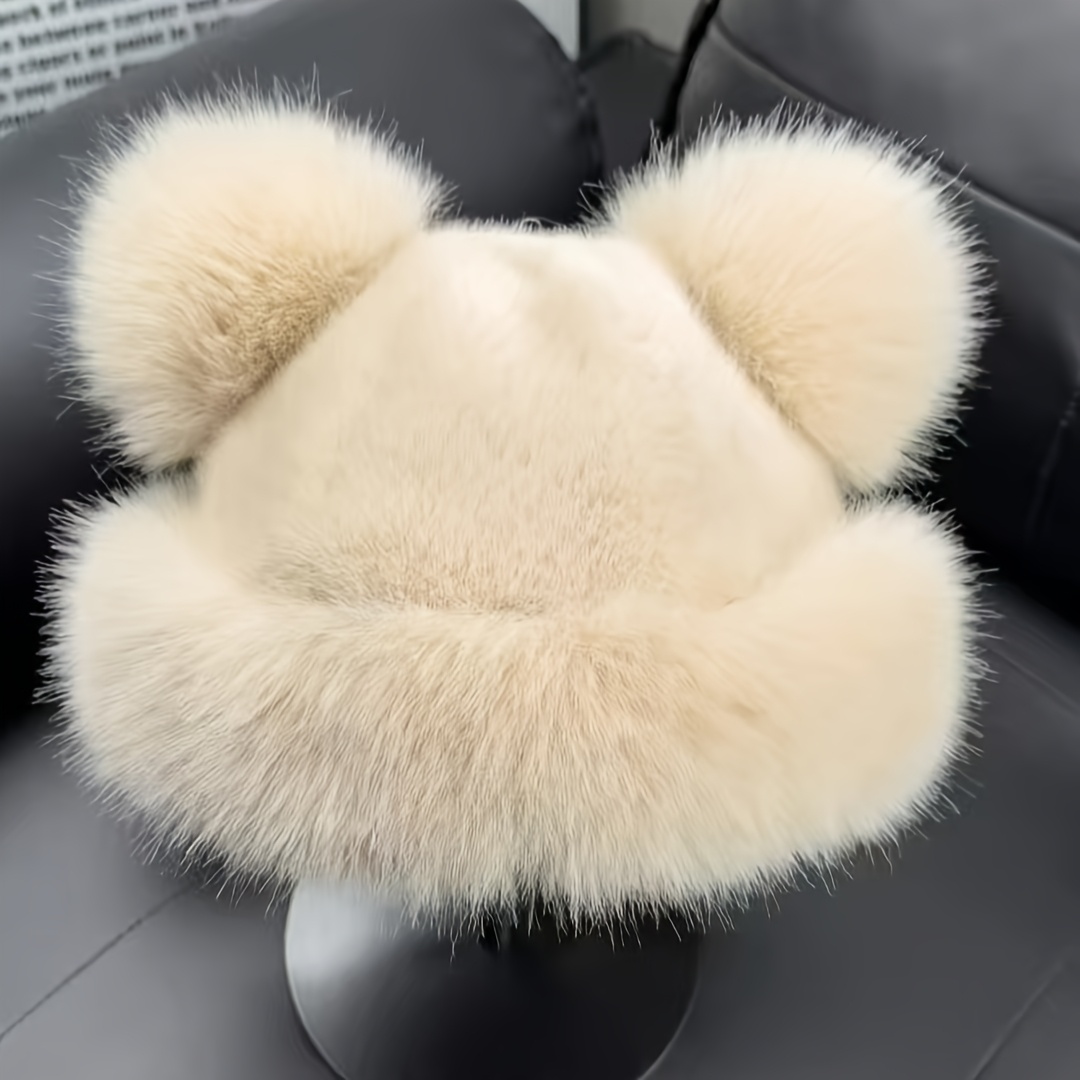 TEMU Winter Mongolian Hat, - Warm Outdoor Headwear. Thick, Warm And Fashionable Plush Bucket Hat, Versatile Fisherman Hat, Lightweight, Not Easy To ,