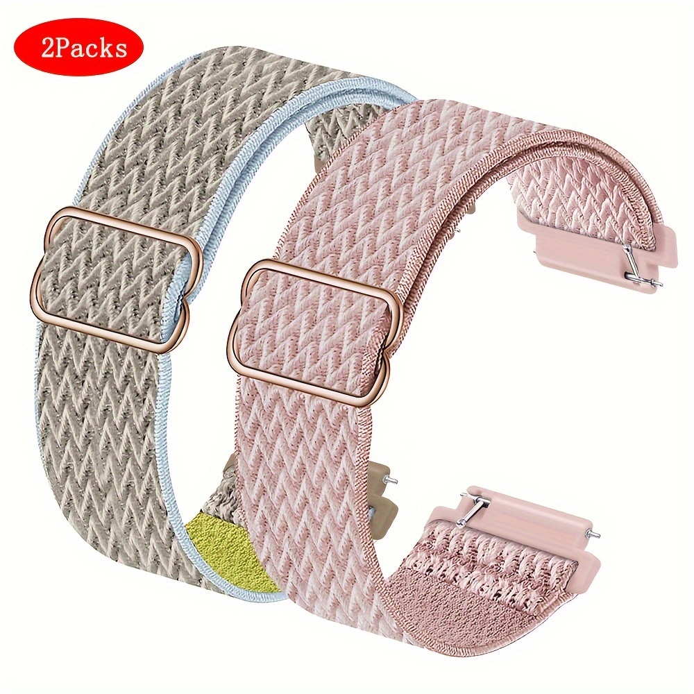 

2pcs Stylish & Wave Pattern Nylon Stretch Watch Bands: Fit For Watch 3pro/gt3pro, 4/5pro - Easy-to-use , 20mm/22mm