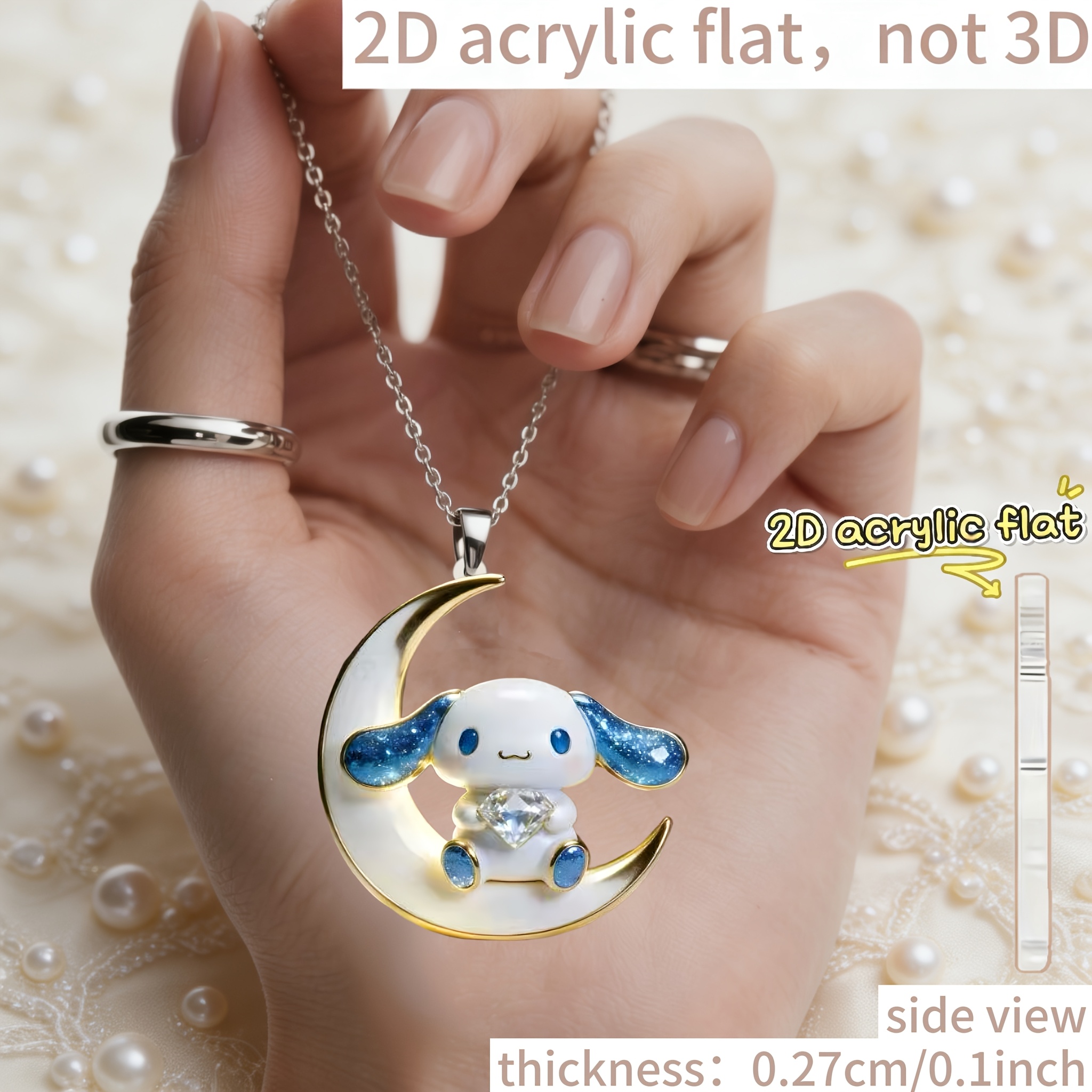 Cinnamon Dog Pattern Acrylic Pendant Necklace, Gift Idea