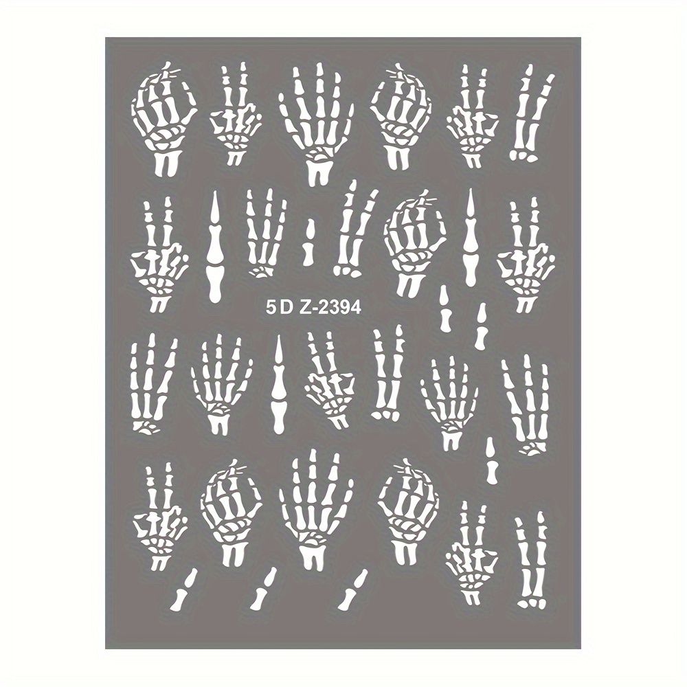 ZOPJUMA 5 Stück Halloween 3D Nagelsticker – Selbstklebende Nail Art Aufkleber Für Gruselige Designs