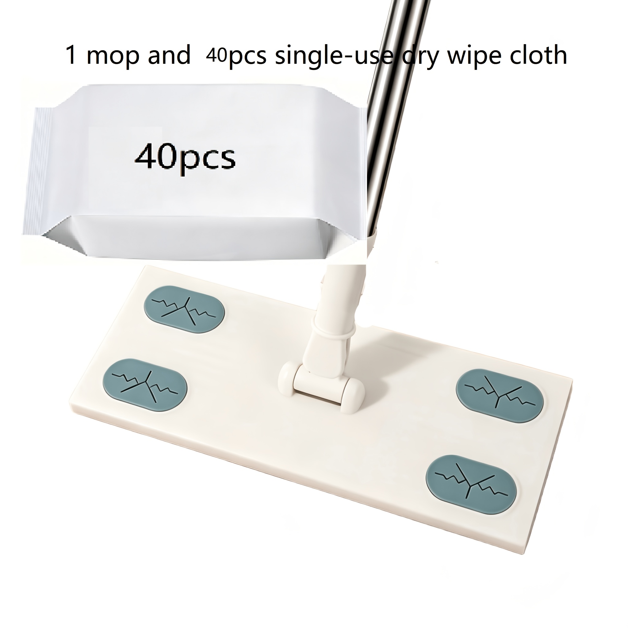 TEMU Fregona quitapolvo con 40 toallitas secas desechables, fregona para , almohadillas de limpieza de uso húmedas y secas reemplazables. eficazmente