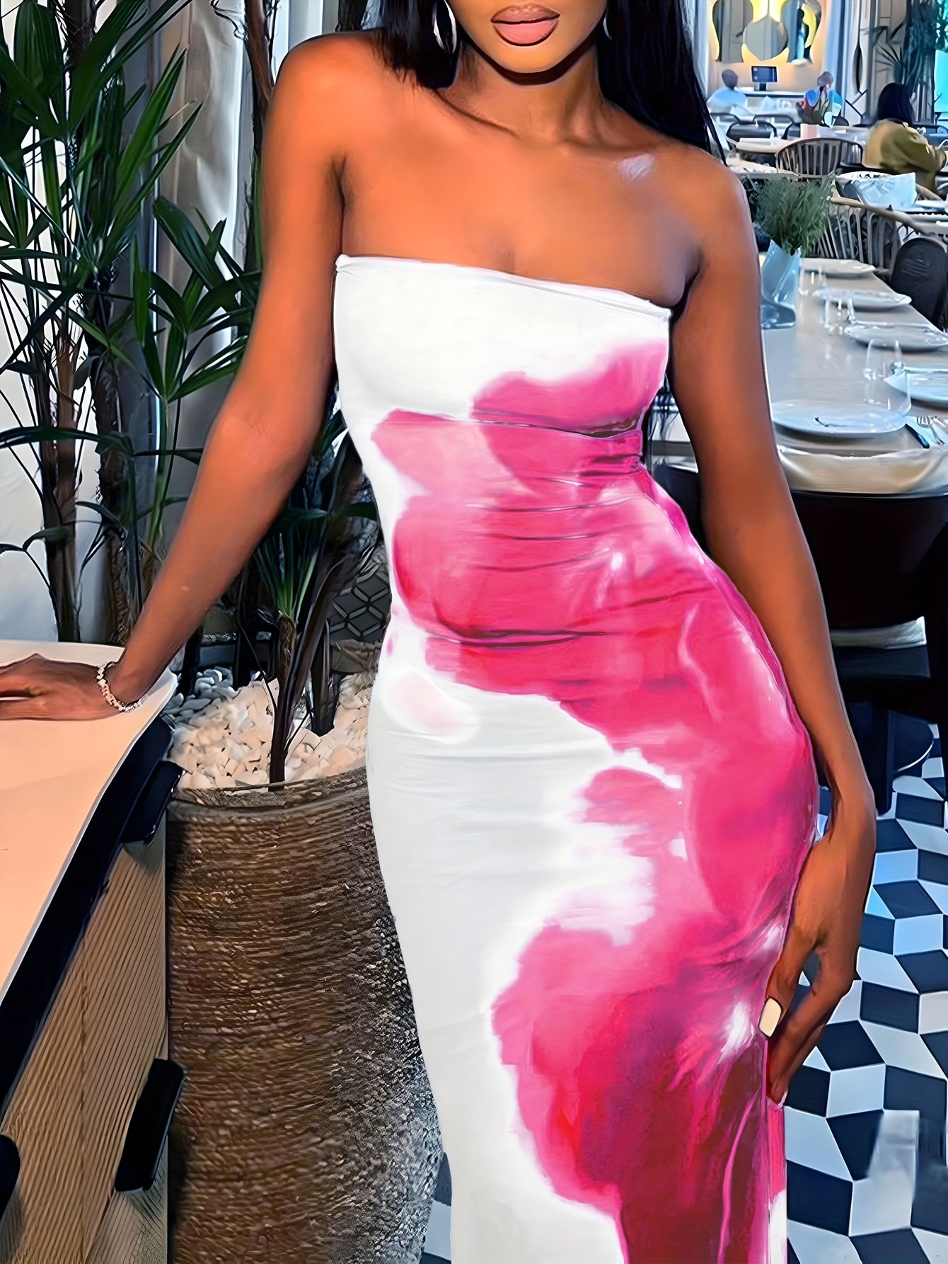 Women'S Elegant Floral Gradient Print Off-Shoulder Fitted Mini Dress for Summer