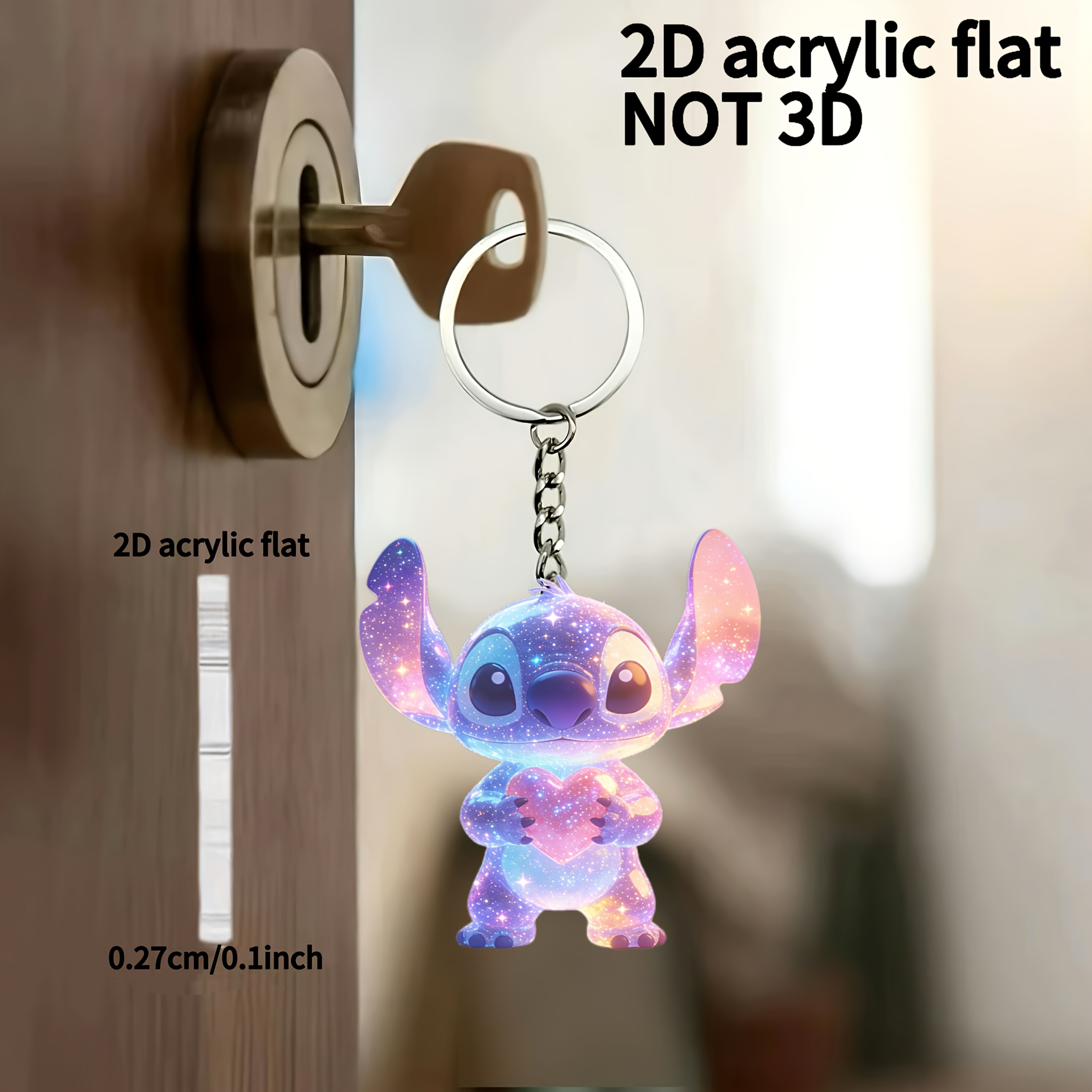 E-shop 2D Flat - [2D Flat] ., 2D Acryl Stitch Holding Herz, Neuartiger Damen-Schlüsselanhänger, Schlüsselring, Feiertagsgeschenk Dekorativer