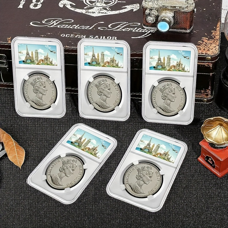 

10-pack Silvery Coin Display & Protection Boxes - Perfect For Morgan, Peace, Ike Dollars | Durable Plastic, Snap Closure Storage Case