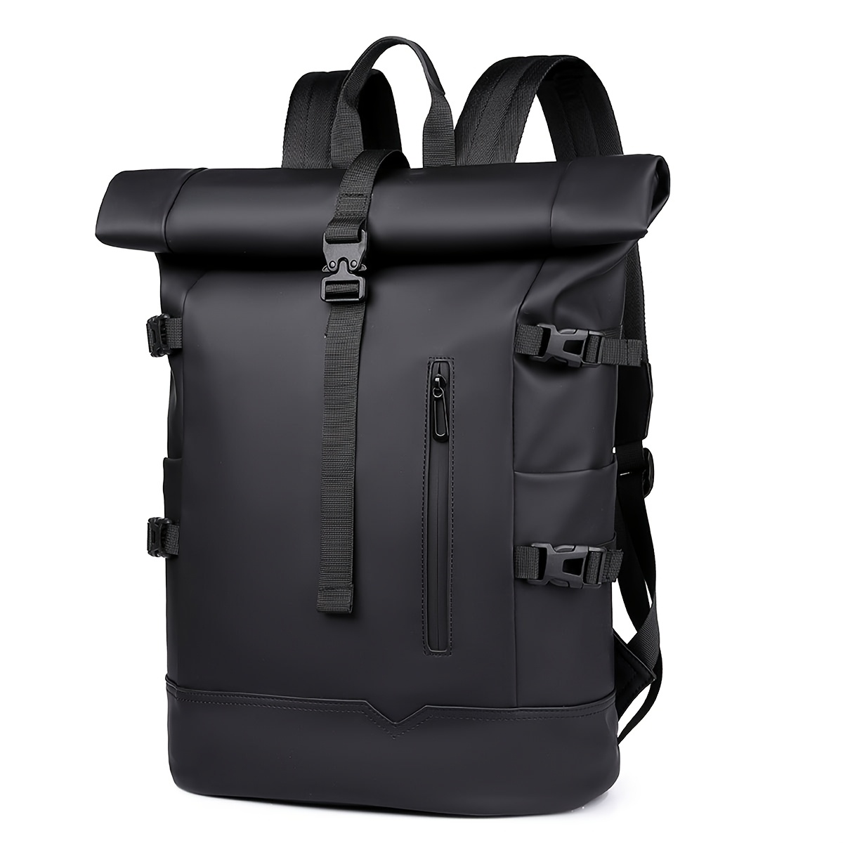 Men's Casual And Fashionable Large Capacity Adjustable Roll Up Expansion Travel Backpack, Casual Travel Backpack Can Hold 15.6-inch Computer Bag