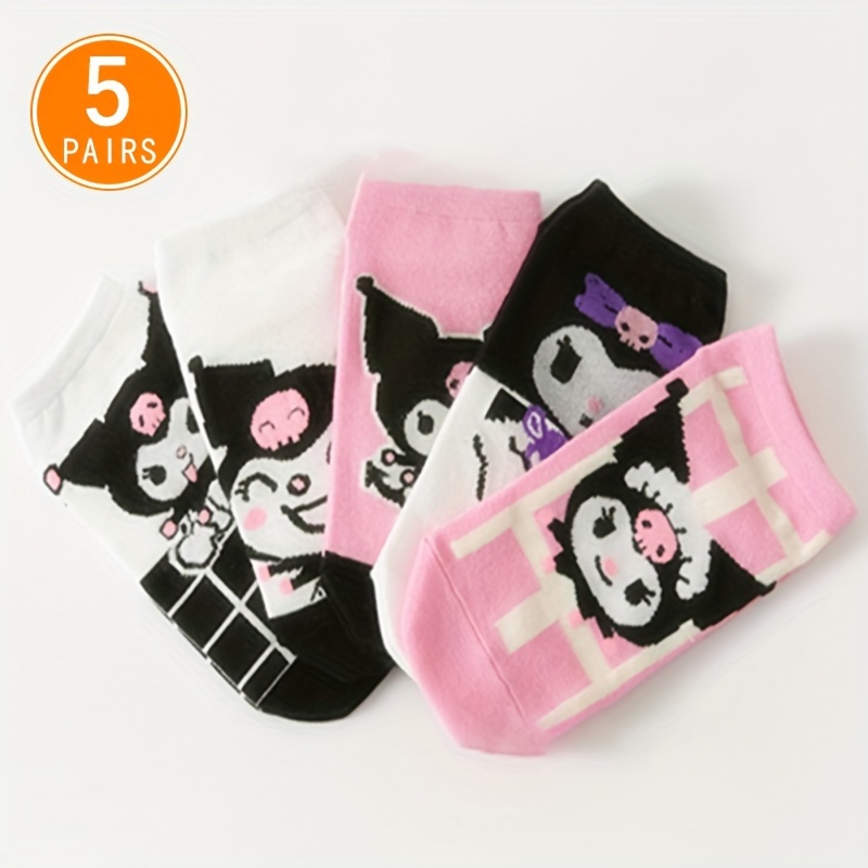 

5 Pairs Kuromi Socks, Cute College Style Invisible Ankle Socks, Women's Stockings & Hosiery